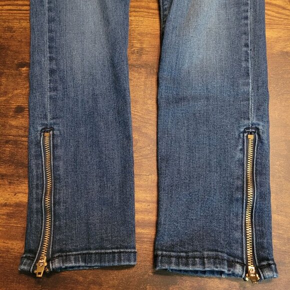 Flying Monkey Jeans Womens 26 Skinny Low Rise Ripped Zip Ankle Medium Dark Wash - Picture 3 of 12